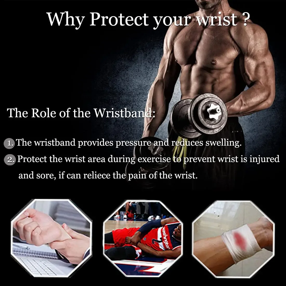 1 Pair Sports Wrist Straps Brace Adjustable Wristband Wrist Support Protection for Weightlifting Pain Relief Fitness Bandage