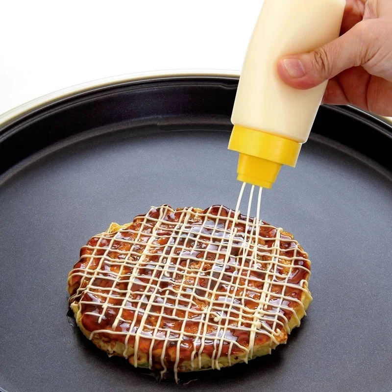 4Hole 300ml Multi-purpose Salad Dressing Mayonnaise Squeeze Bottles Olive Oil with Cap Plastic Tools Kitchen Accessories