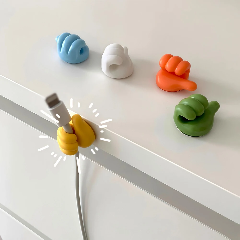 Self Adhesive Thumb Hook Multifunctional Appliance Cord Holder For Office Living Room Wall Mounted Anti-Break Cables Organiser 4