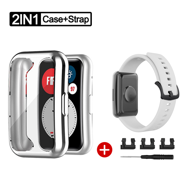 Case+Strap for Huawei Watch Fit watch Accessories Bumper All-Around Screen Protector Case Cover With Wristband Bracelet