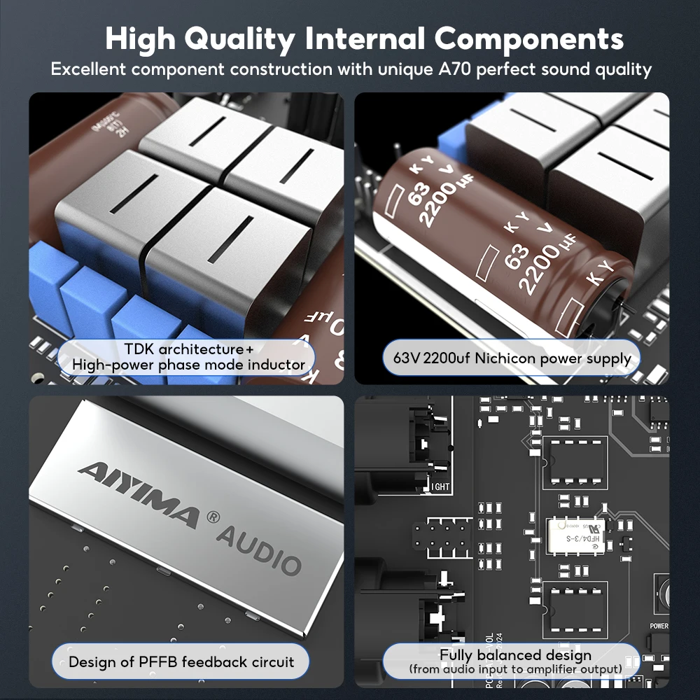 AIYIMA A70 TPA3255 PFFBステレオパワーアンプ 300Wx2 クラスDステレオ 