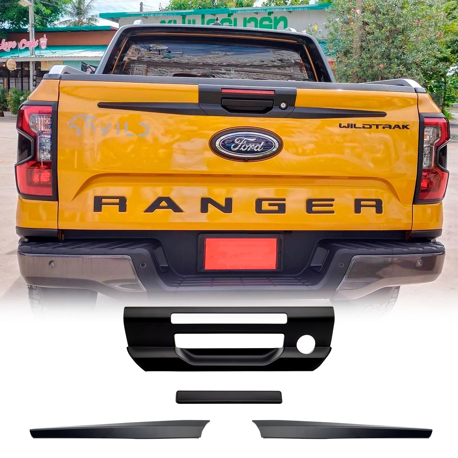 

Tailgate Handle Cover Trim Guard for Ford Ranger 2022 2023 WILDTRAK Door Handle Cover with Key Hole Decorative Car Accessories