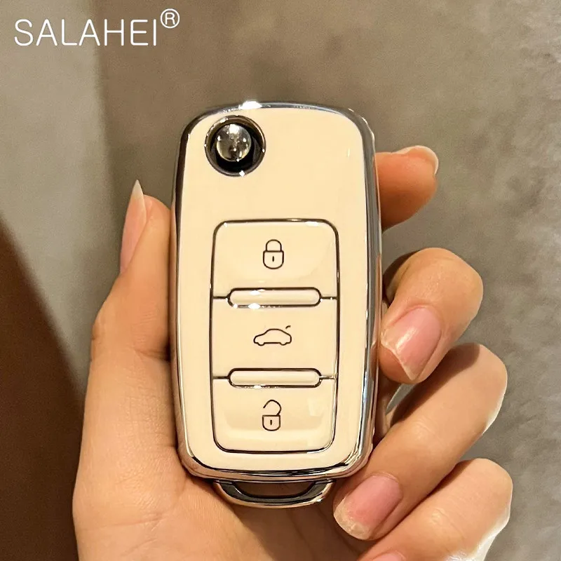 Key Case Cover TPU Car Remote For Volkswagen VW Polo Golf Passat Tiguan Beetle Caddy T5 Up Eos Skoda Octavia Seat Leon Altea