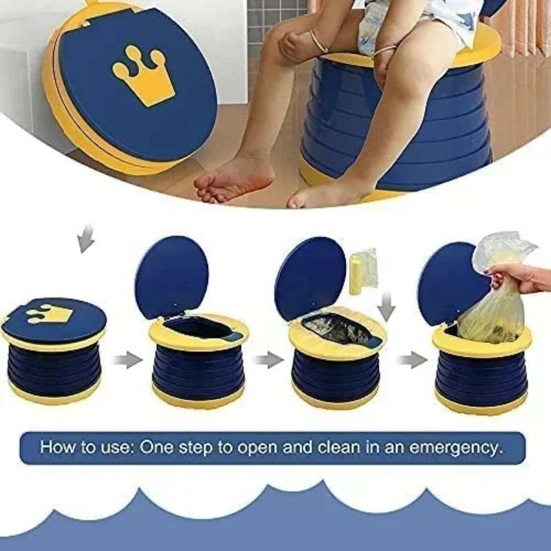 Baby Folding Potty Travel Portable Foldable Sink for Kids Portable Bedpan with Storage Bag Outdoor Potty Training Seat 5