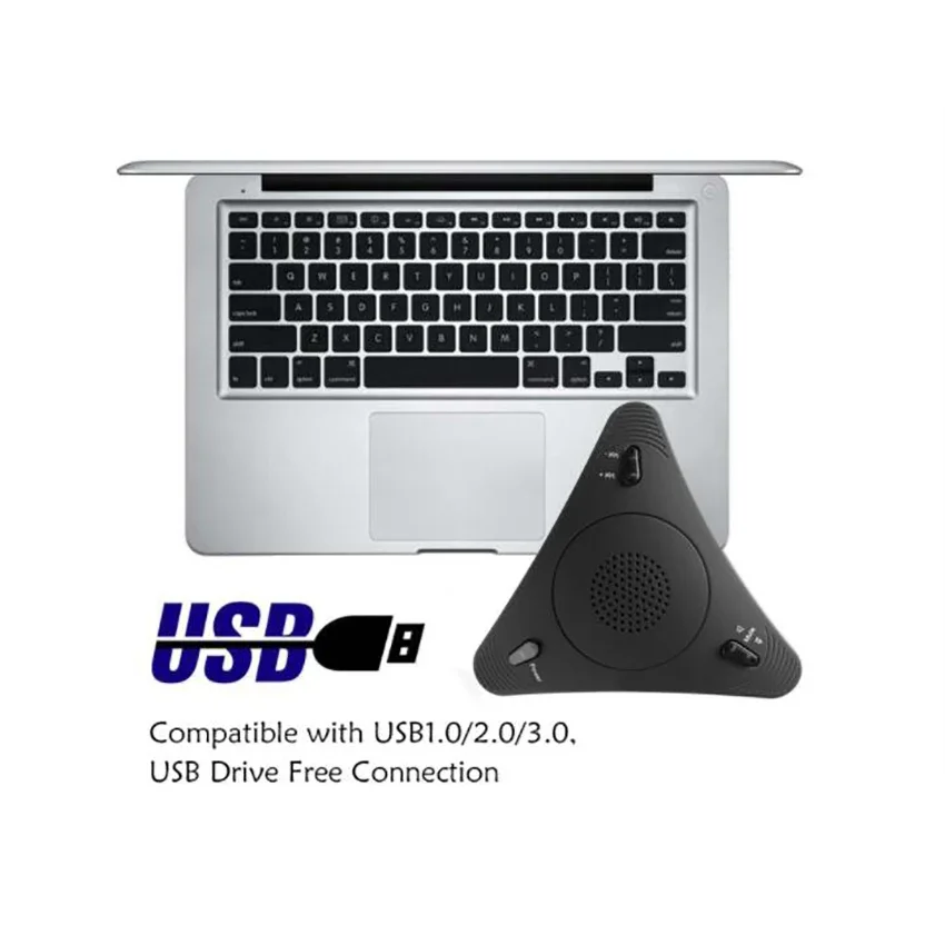 USB Desktop Computer Microphone, Mute Button with LED Indicator, Omnidirectional Condenser Conference Microphone Speaker