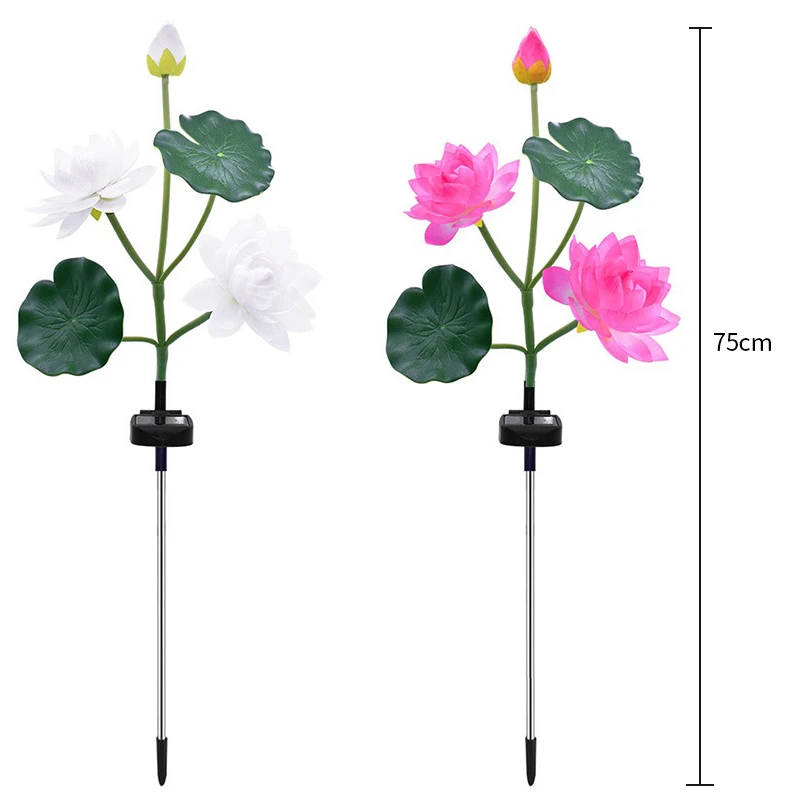 

600mah Led Solar Powered Flower Light Durable Solar Lotus Lights Lamp Solar Flower Landscape Lamps Low Power Consumption Color