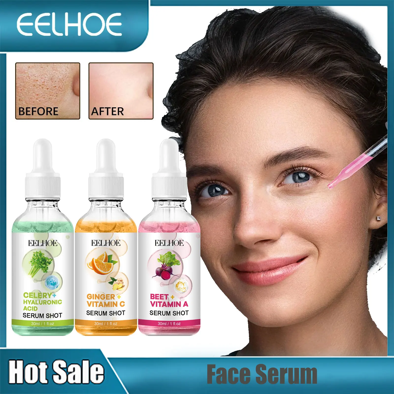 

EELHOE Vitamin A Whitening Facial Serum Shrink Pores Dark Spots Fade Fine Lines Rejuvenating Face Skin Care Moisturizing Essence