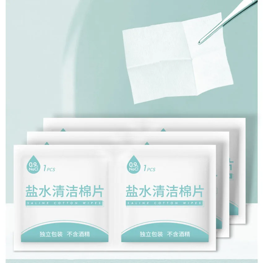 Outdoor Physiological Saline Cotton Pads 100 Pieces for Disinfection Household Wound Care Disposable Skin Cleaning And Care