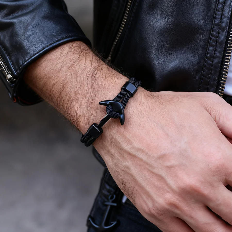 Handcrafted Nautical Rope Anchor Bracelet for Men