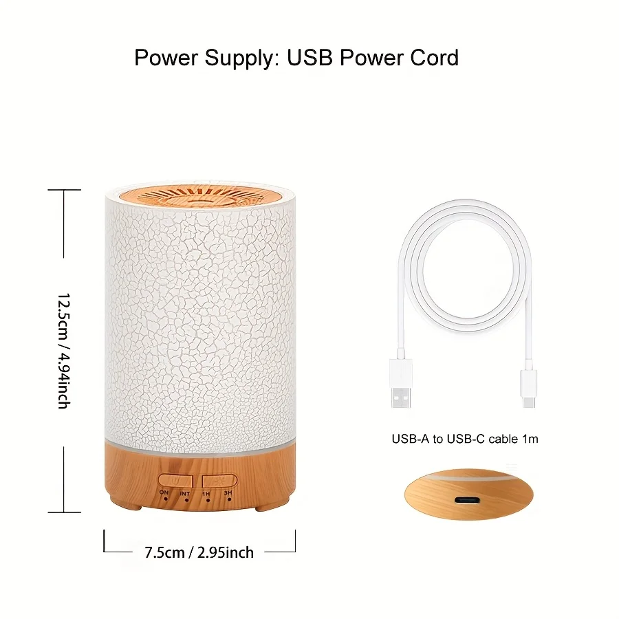 150 ml diffuser voor etherische oliën met crackdesign, USB-voeding, 7 kleuren LED-verlichting, ultrasone luchtbevochtiger voor de woonkamer_voghion.com