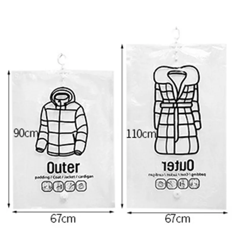 Save Space Hanging Vacuum Bag For Clothes Dress Anti-dust Wardrobe Storage Bag Seal Compression Organizer With Hanger