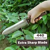 Professional Hori Hori Garden Knife with Leather Sheath, Protective Handguard, Sharpening Stone Included, for Weeding, Digging 3