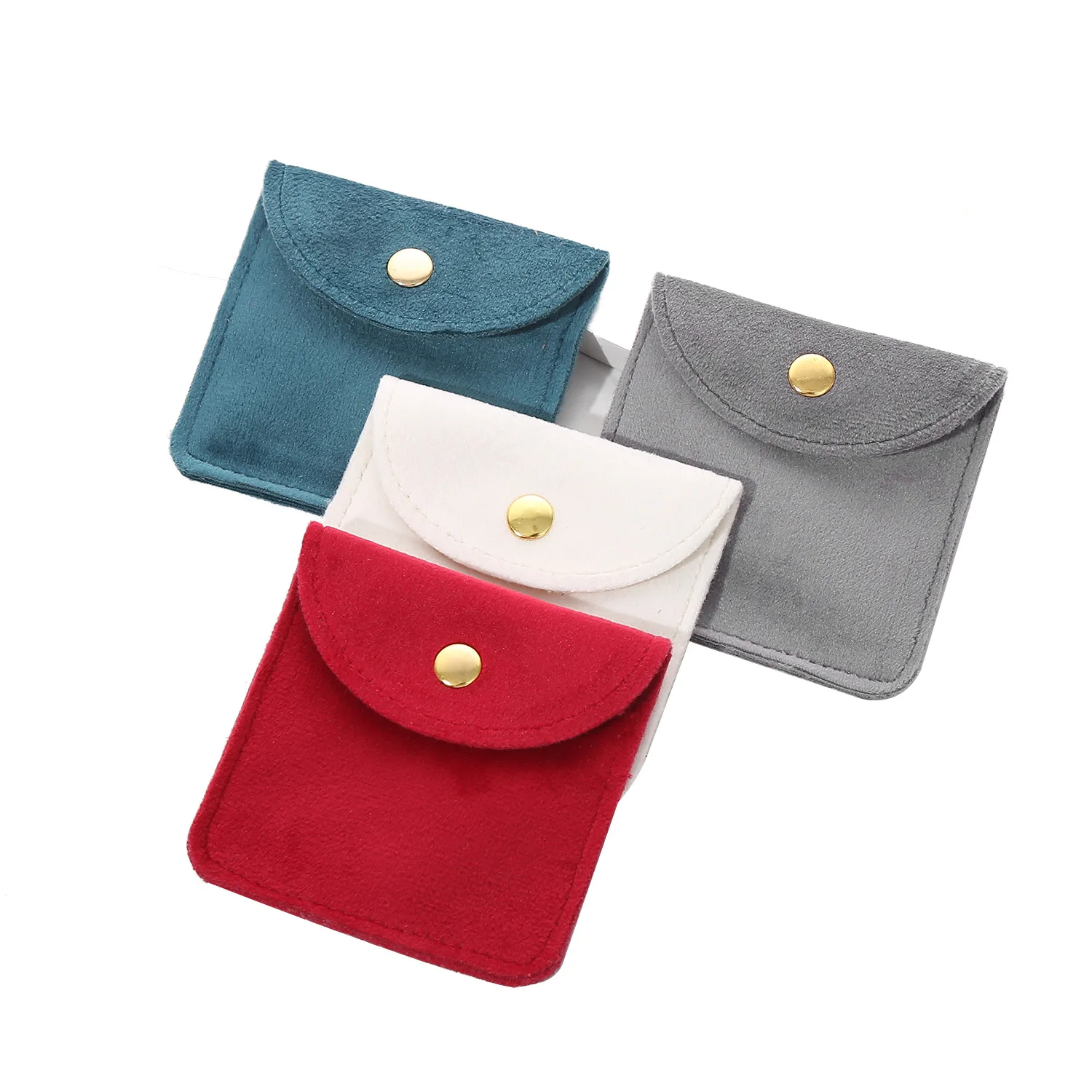 20pcs/lot Round Snap Velvet Bag Wedding Gift Bracelet Necklace Rings Envelope Jewelry Packaging Bag Bulk Customize Logo