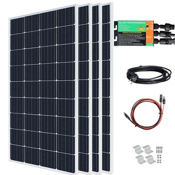 Solar Panel 800W 600W 400W 300W pannello solare vetro Pannello solare fotovoltaico Sistema solare balcone centrale elettrica inverter di legame di griglia per la casa Presa 220v 230v Micro inverter sul sistema solare