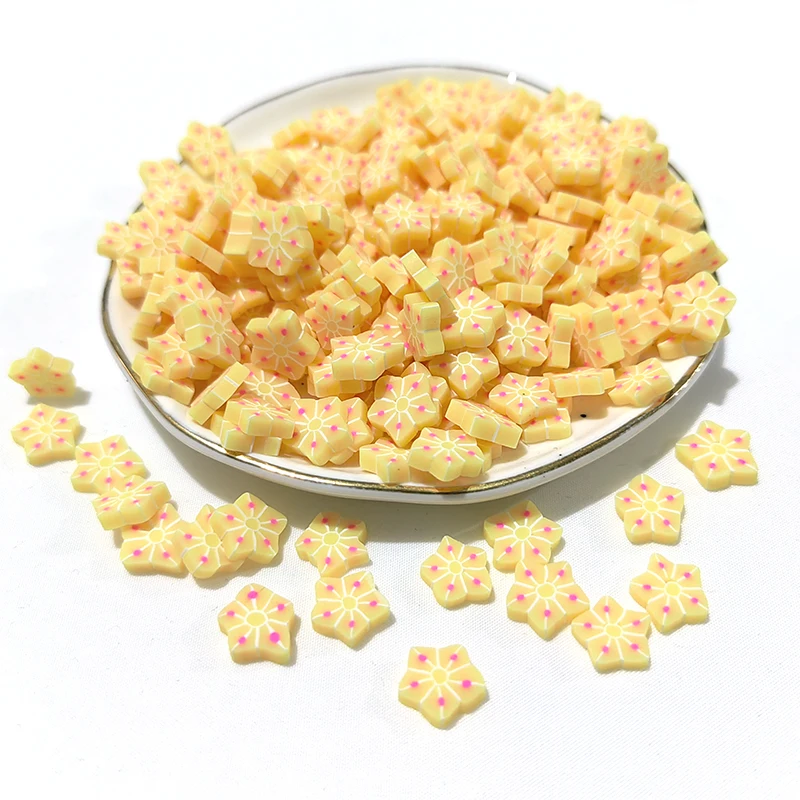 500g/Bag 10mm Mix Color Flower Smile Face Fruit Shape Polymer Clay Spacer Loose Slice Polym Clay Dollhouse Toys Phone Decor 3