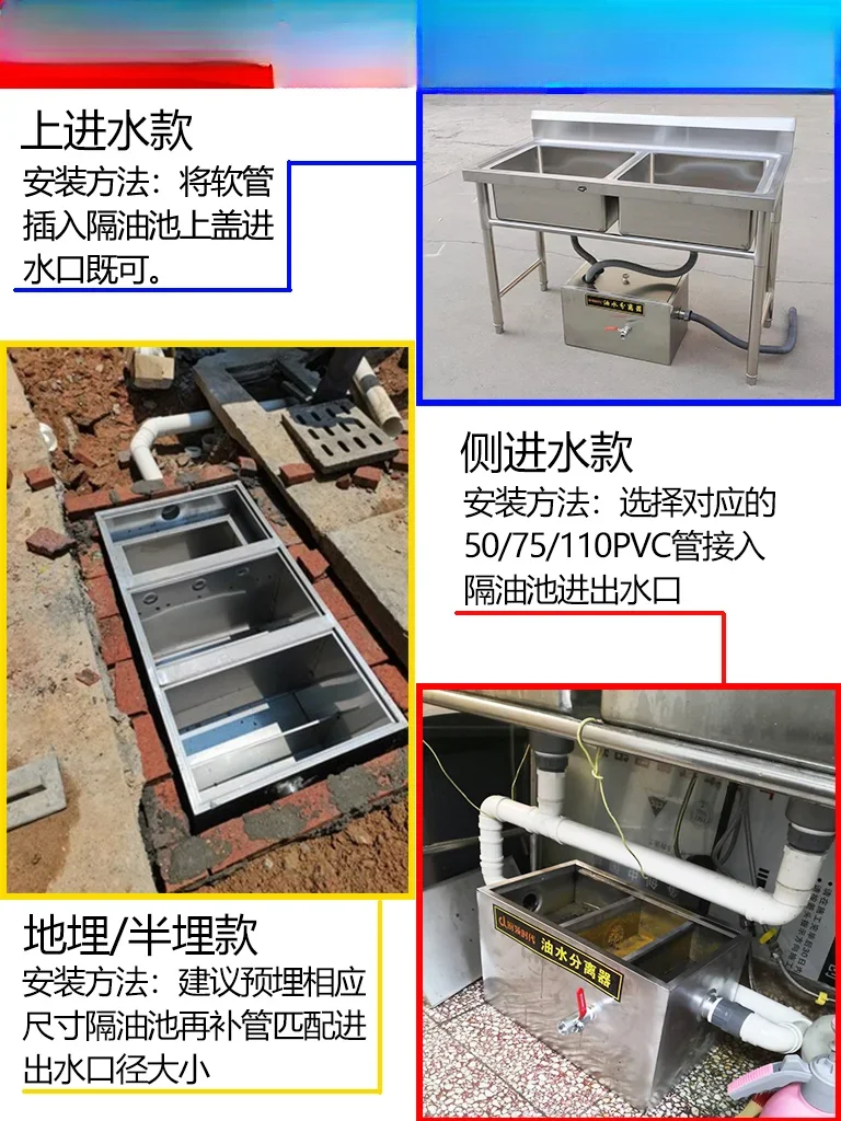 Oil-water separator Stainless steel catering kitchen filter Commercial hotel Environmental protection Customizable buried grease