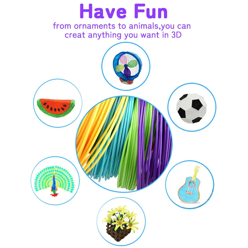 3D Printing Pen 3d printing pen 3d printing pen filament Set with LCD Display 1.75mm 20color PLA Filament Children Creative Birthday Christmas DIY Gift