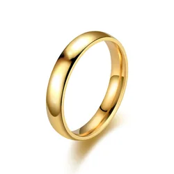 Elegant Matte Black Stainless Steel Ring - Fashion Charm Jewelry - 8 (4MM Gold 1)