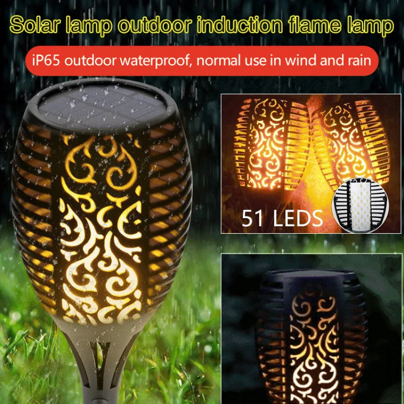 Solar Lawn Lights Sensor Outdoor Patio Decorative Ground Plug Solar Flame Lights Torch Lights