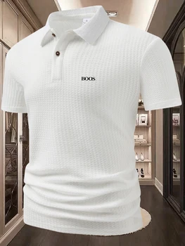 Polo a maniche corte da uomo, stile urbano, leggero, con risvolto, maglia sportiva estiva - t-shirt