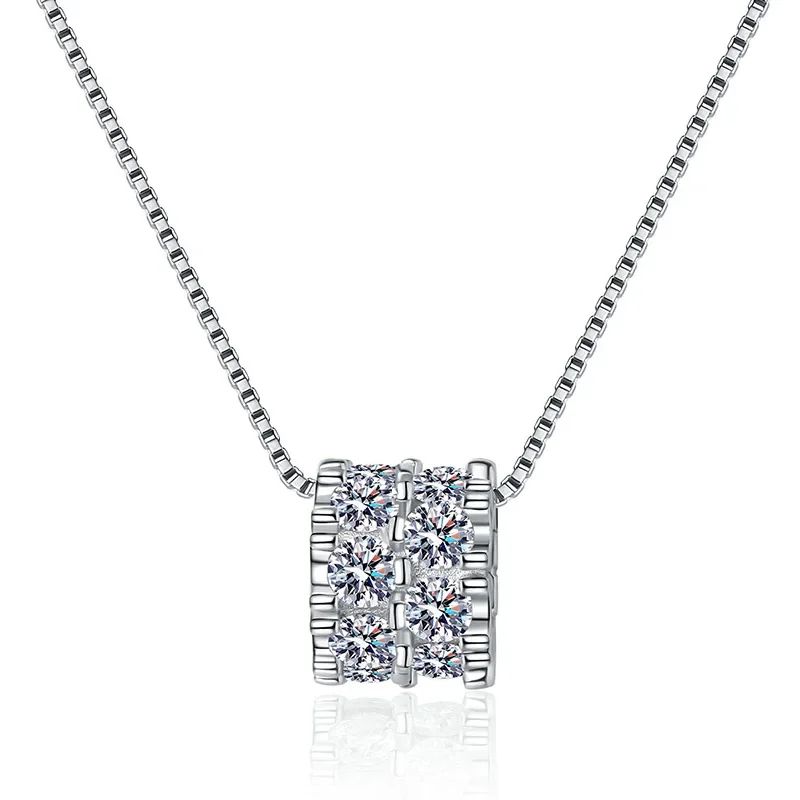 

Full Diamond Mosang Stone Necklace 925 Sterling Silver Collar Chain Small Man Waist Necklace Women's Mesh Red Pendant D Color