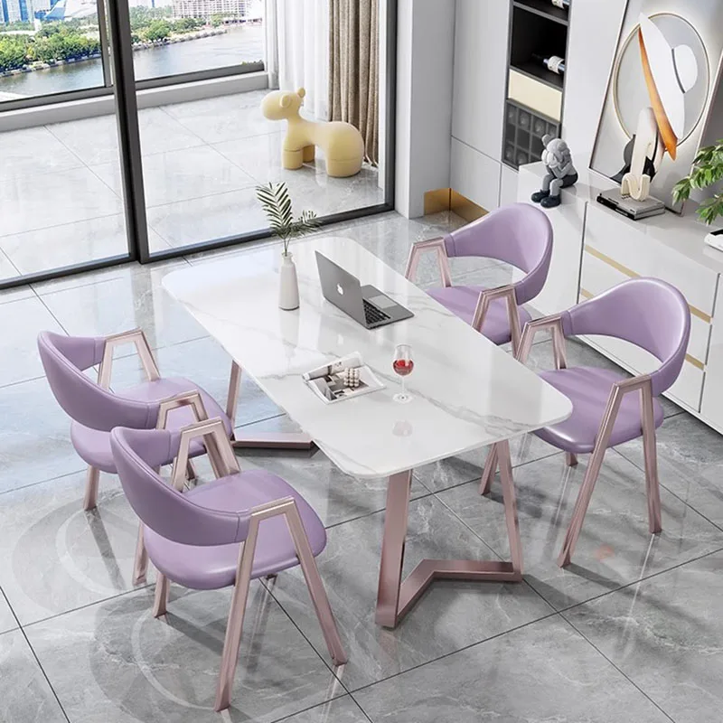 

Gold Rectangular Modern Dining Table Chairs White Set Nordic Kitchen Dining Table Mobile Big Mesas De Jantar Home Furniture