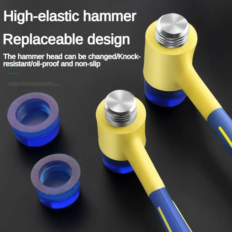 1 double headed installation hammer, 25mm to 45mm rubber hammer with rubber handle, detachable insulated installation hammer 2