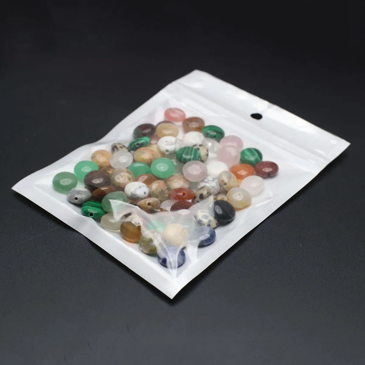 100PCS Flat Round Button Shape Natural Stone Jade Loose Spacing Beaded Jewelry Making DIY Necklace Bracelet Accessories Gift