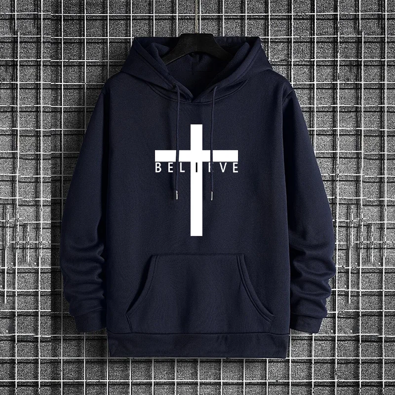 Jesus Cross Hoodie - Men's Urban Fashion Fleece Hoodie | Autumn Winter Casual Wear