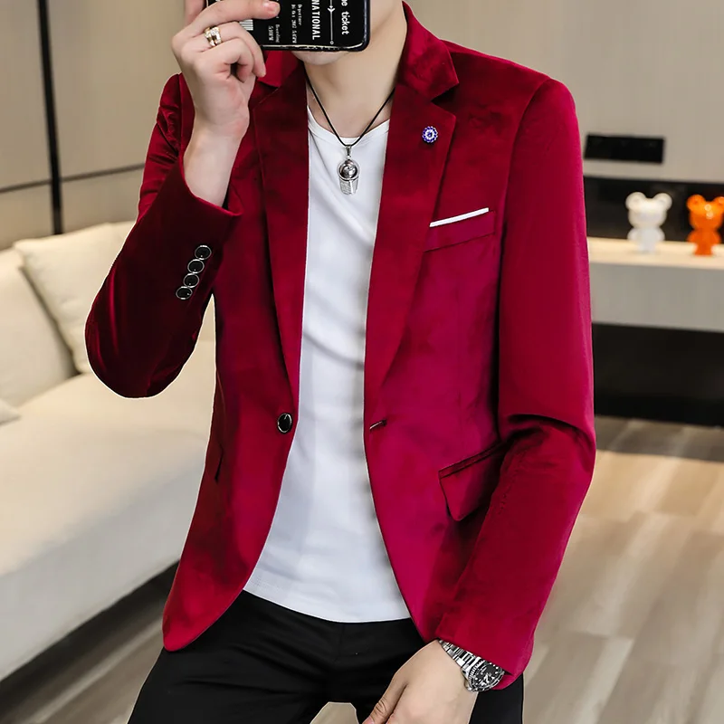 delicado Maligno Permanentemente Blazer de terciopelo rojo Claret para hombre, chaqueta de terciopelo verde  de lujo, ropa de fiesta de boda, traje elegante azul, 2022 _ - AliExpress  Mobile