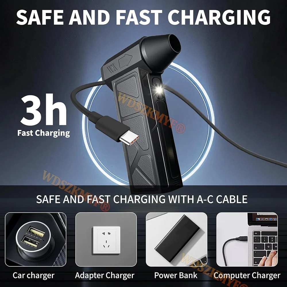 130000RPM Brushless Motor Electric Air Blower High-Speed Turbo Jet Fan Rechargeable Powerful Air Duster Nozzle Cleaning Kits