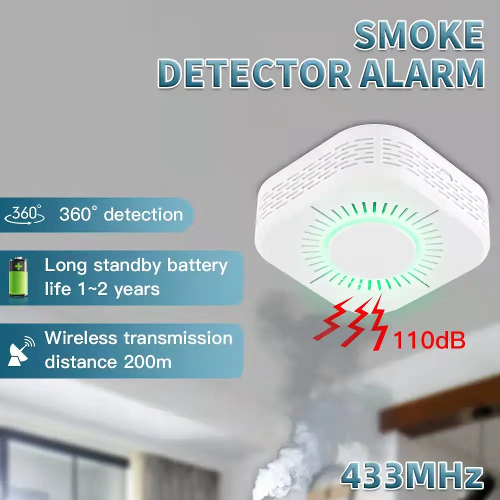 Smart smoke alarm home commercial wireless remote alarm fire fire sensor smoke detector sos panic button