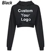 Womens Custom Your Logo Casual Long Sleeve Hooded Sweatshirt Plain Crop Tops Pullover Hooded Sweatshirt Cropped Hoodie Short Swe 2
