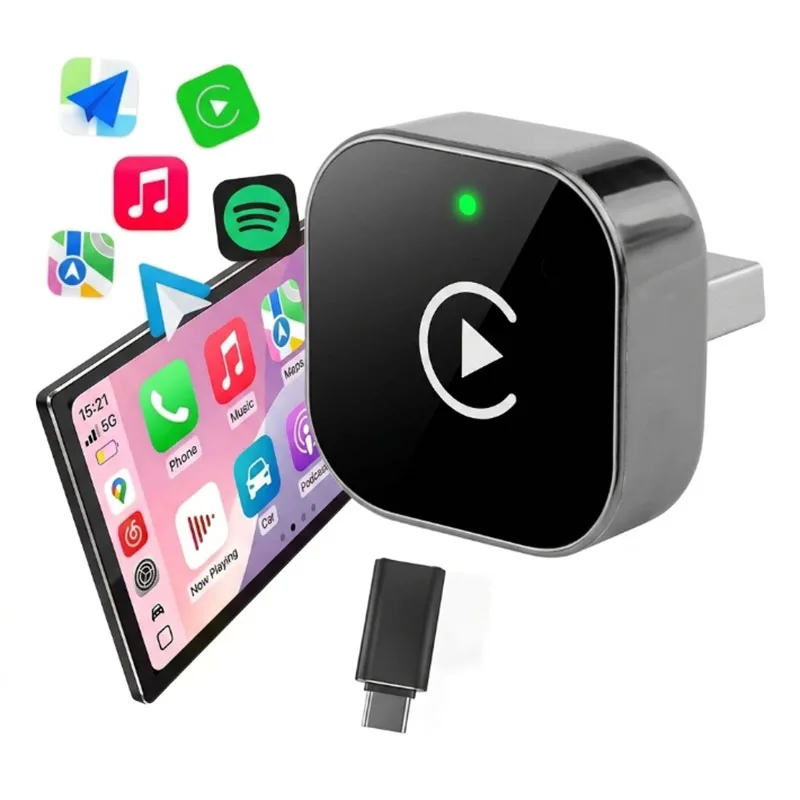2-in-1 Wireless CarPlay Adapter Plug-and-Play For IPhone 6 And Android 11 Above Auto Adapter With USB/USB-C Port Car Accessory_voghion.com