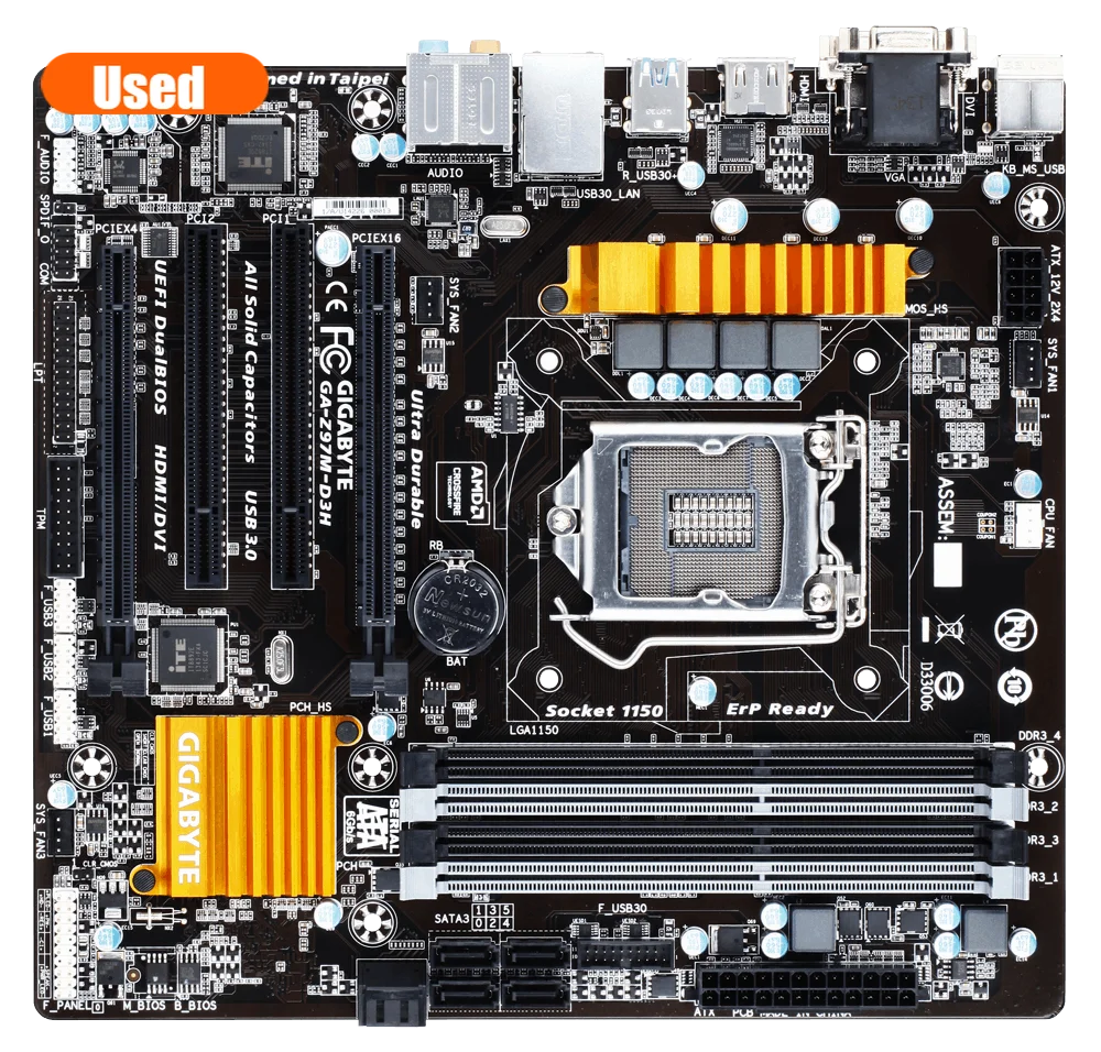 Used,Gigabyte GA Z97M D3H Desktop Motherboard Z97M D3H Z97 LGA 1150 i3
