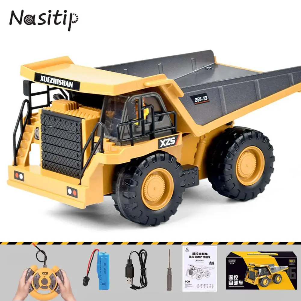 NASITIP 원격 제어 엔지니어링 차량 모델 덤프 트럭 굴삭기 불도저 크레인 RC카, 남아용 생일 선물