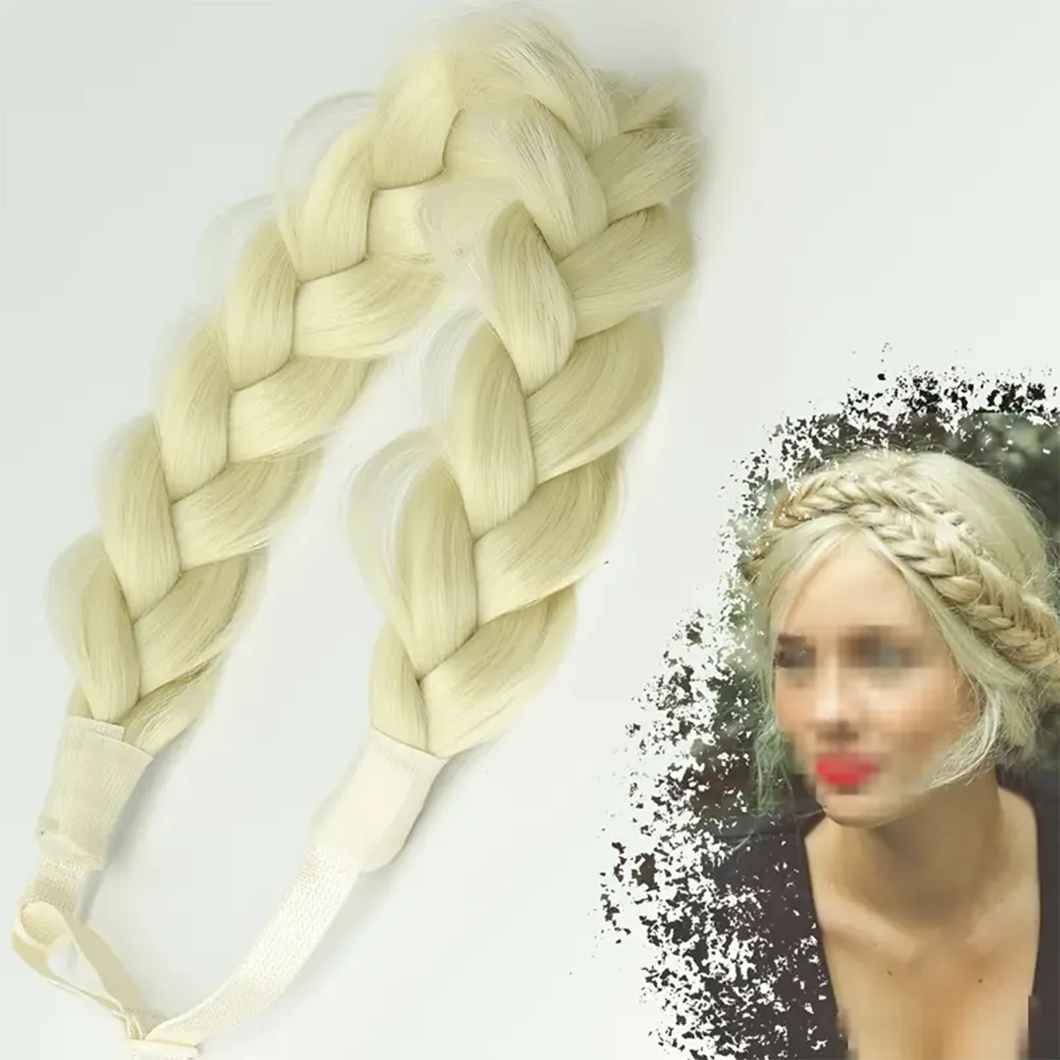 Braided Elastic Band Headband - Stylish Black Brown Hair Accessory