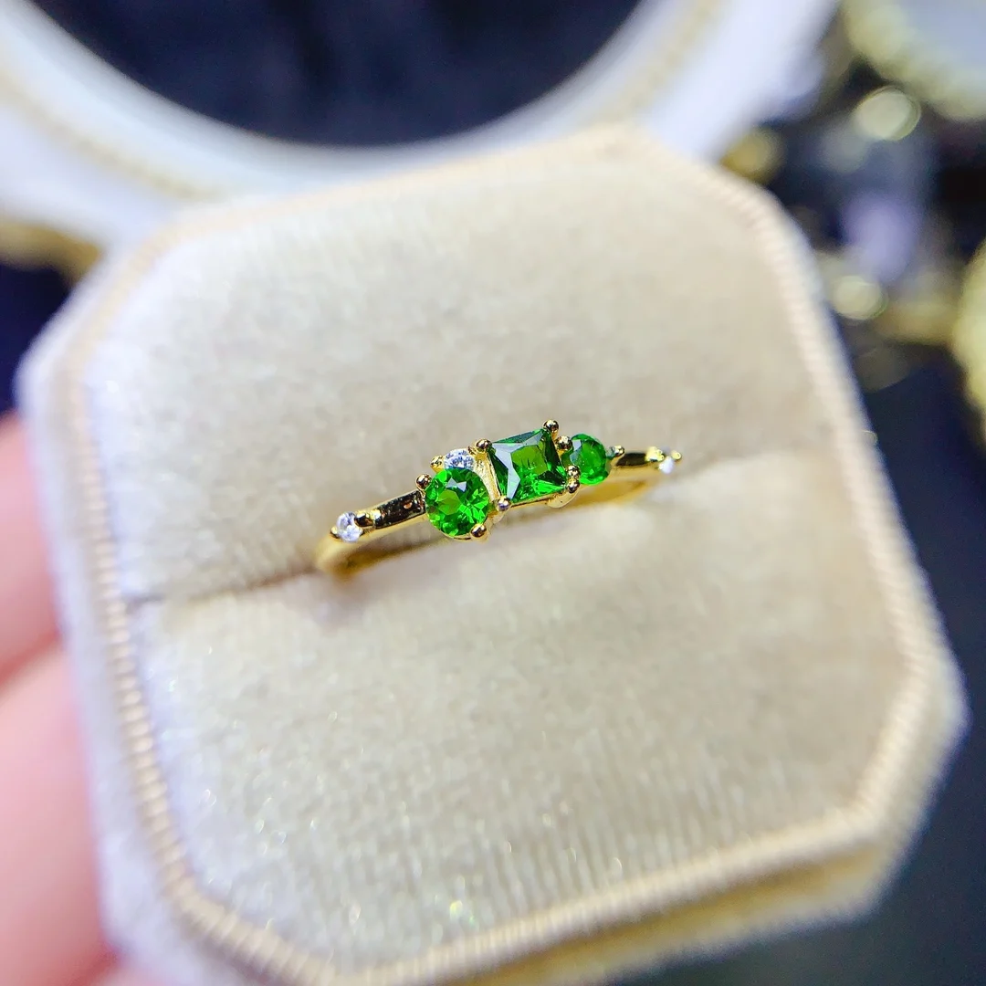 

Natural Diopside Ring, 925 Silver Certified, 3x3mm gemstone setting, Holiday gift for girls, free product shipping
