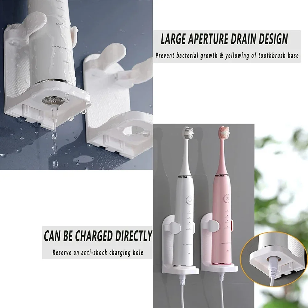 Electric Toothbrush Holder Bathroom Strong Adhesive Stickers Stand Adjustable Wall Mounted Keeping Toothbrushes Dry and Clean