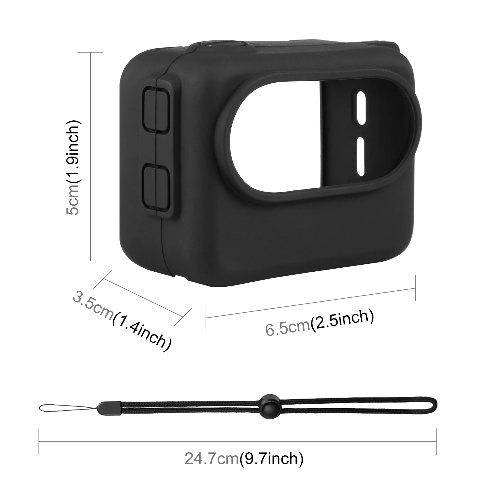 PULUZ 카메라 배터리 구획 보호 커버 케이스, 렌즈 캡 및 스트랩 포함, Insta360 GO 3 용 실리콘 케이스