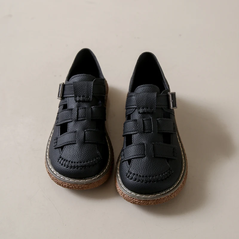 

Сандалии женские из натуральной кожи, лоферы с перфорацией, Нескользящие, без застежки, гладиаторы, дышащие пляжные туфли, плоская подошва, на лето