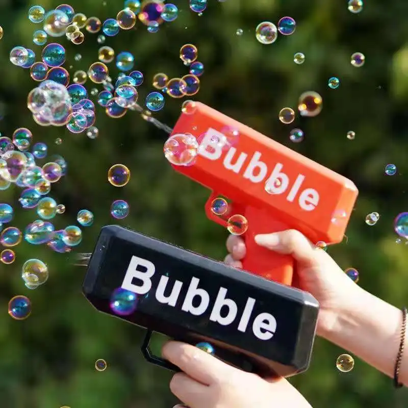 New Electric Bubble Machine Black Outdoor toy Bubble Gun Children Automatic Bubble Blowing Toys Gun Fan Combo Function 3