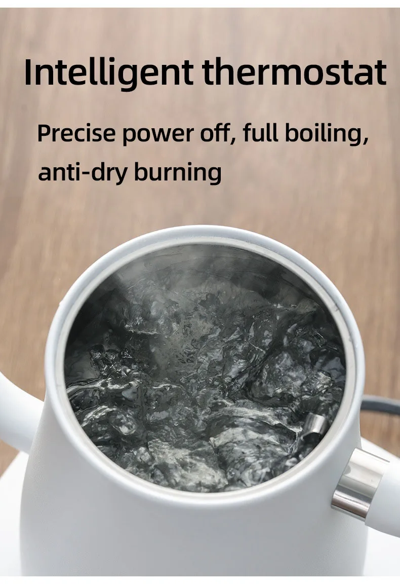 Description Picture 6 of item1000ml Gooseneck Electric Kettle Hand Brewing Coffee Pot Smart Temperature Control Teapot Slender Mouth Pot Boil Water Jug 220V