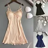 Sexy Pajamas Women's Silk Suspender Nightdress Ladies Spring And Summer Ice Silk Thin Halter Home Service Satin Night Dresses 2