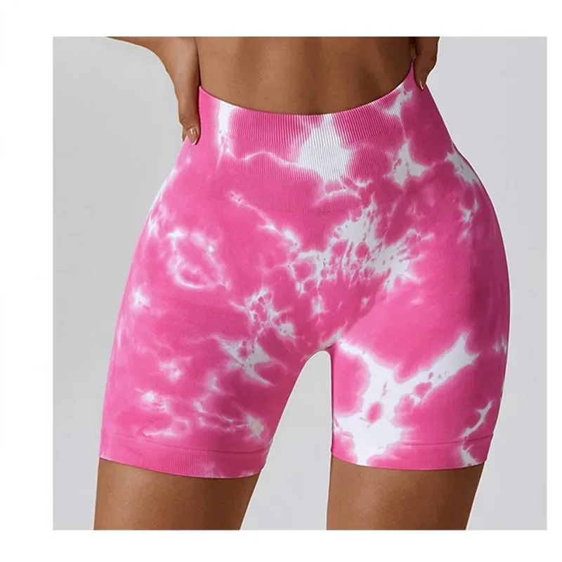 

New Seamless Tie Dye Push Up Yoga Shorts for Women High Waist 2023 Fitness Workout Running Cycling Sports Gym Shorts