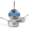 Misen 5-Ply Stainless Steel Cookware Set: 3 QT Stainless Steel Saucier with Lid, Saute Pan with Lid & 10" Frying Pan 1