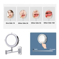 Wall Mounted Folding Arm Extend Bathroom Mirror With LED Light 10X Magnification Double Side Touch Dimming Makeup Mirrors - Image 3