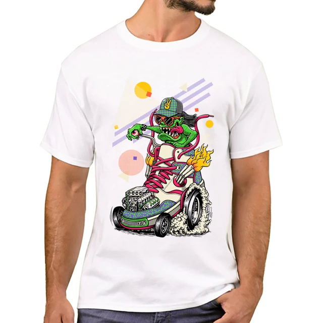 TEEHUB Nouveauté Ride It, Kick It Hommes Mode Monstre Imprimé T-shirt À Manches Courtes T-shirt Hipster Cool Design Tops_voghion.com