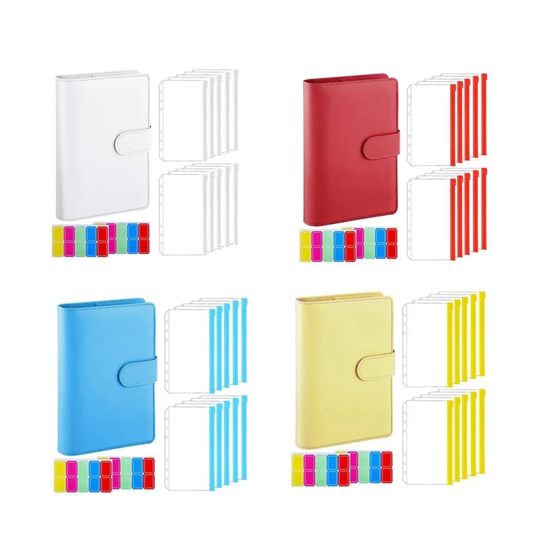 13Pcs A6 PU 가죽 노트북 예산 바인더 세트, 10 바인더 포켓, 6 링 예산 바인더 커버, 카드 스토리지