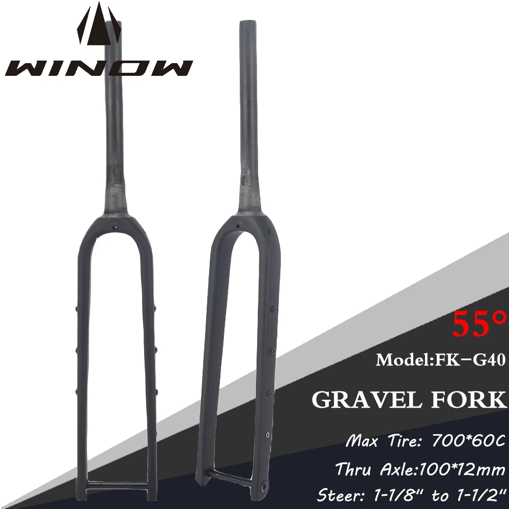 Winow 700C Gravel Carbon Fork 100*12MM Thru Axle1-1/8